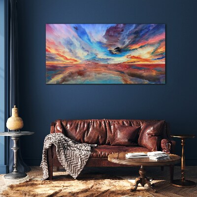 Glasbild Sonnenuntergang in den Farben des Himmels