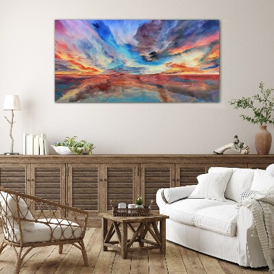 Glasbild Sonnenuntergang in den Farben des Himmels