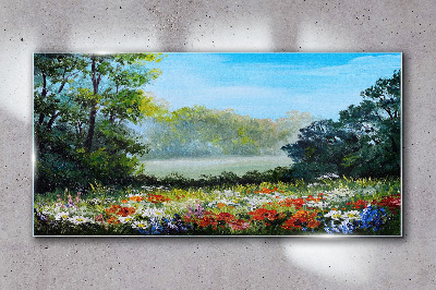 Bild aus glas Eine Blumenlandschaft in der Sommersonne