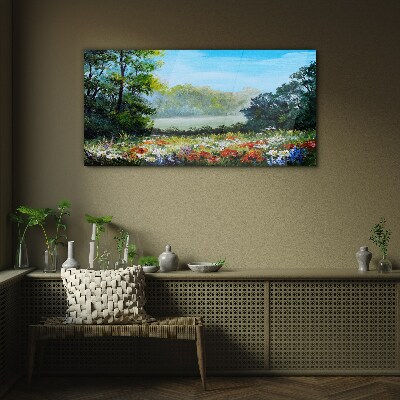 Bild aus glas Eine Blumenlandschaft in der Sommersonne
