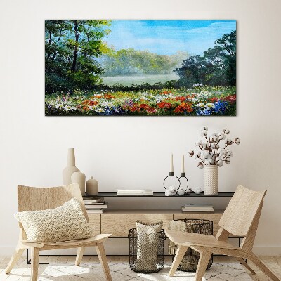 Bild aus glas Eine Blumenlandschaft in der Sommersonne