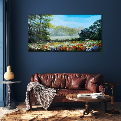 Bild aus glas Eine Blumenlandschaft in der Sommersonne