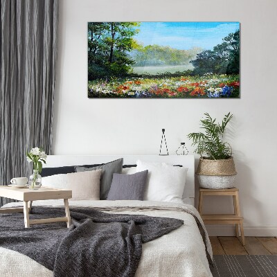 Bild aus glas Eine Blumenlandschaft in der Sommersonne