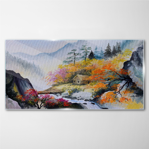 Glasbild Herbstliches Bergpanorama