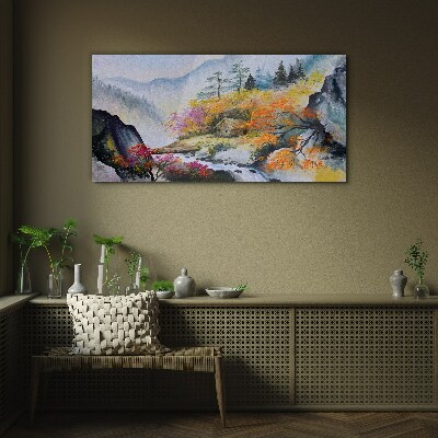 Glasbild Herbstliches Bergpanorama