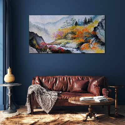 Glasbild Herbstliches Bergpanorama