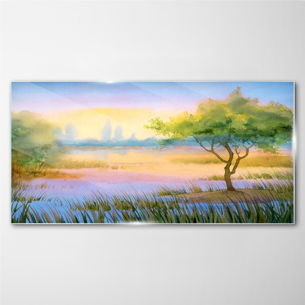 Glasbild Morgenstille am See