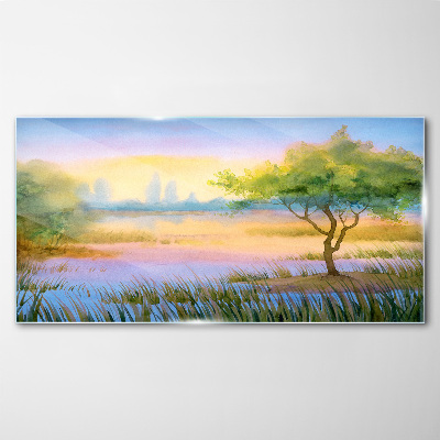 Glasbild Morgenstille am See
