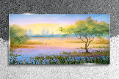 Glasbild Morgenstille am See