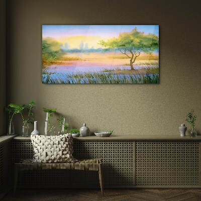 Glasbild Morgenstille am See