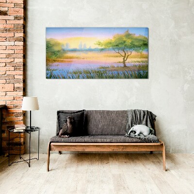 Glasbild Morgenstille am See