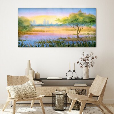 Glasbild Morgenstille am See