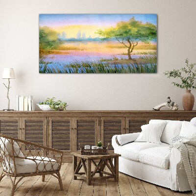 Glasbild Morgenstille am See