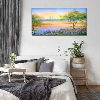 Glasbild Morgenstille am See