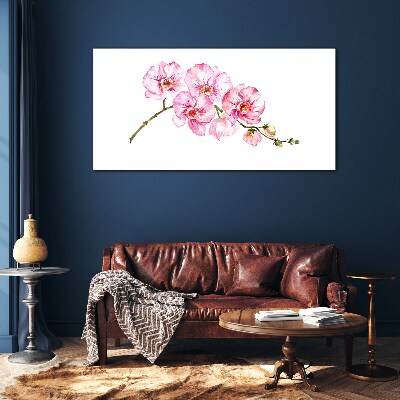 Glasbild Rosa Orchideen auf weißem Hintergrund