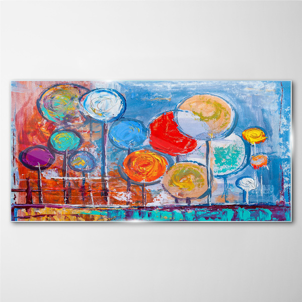 Glasbild Bunte Bäume im Wind
