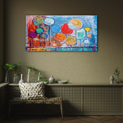 Glasbild Bunte Bäume im Wind