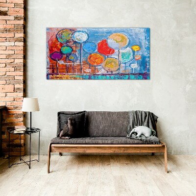 Glasbild Bunte Bäume im Wind
