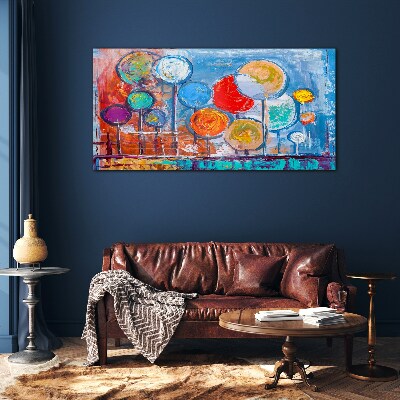 Glasbild Bunte Bäume im Wind