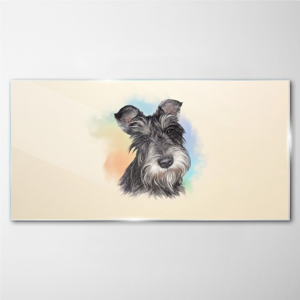 Glasbild Porträt eines Hundes in Pastellfarben