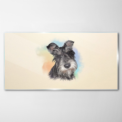 Glasbild Porträt eines Hundes in Pastellfarben