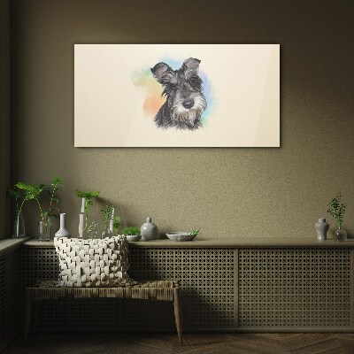 Glasbild Porträt eines Hundes in Pastellfarben