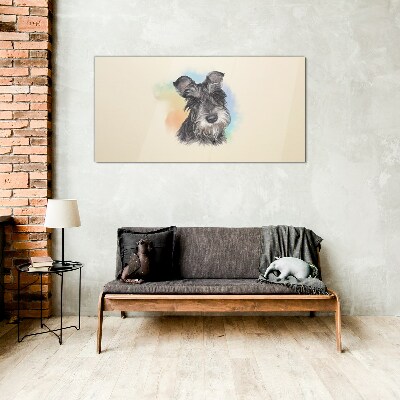 Glasbild Porträt eines Hundes in Pastellfarben