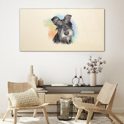 Glasbild Porträt eines Hundes in Pastellfarben