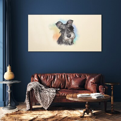 Glasbild Porträt eines Hundes in Pastellfarben