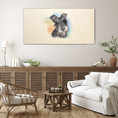 Glasbild Porträt eines Hundes in Pastellfarben