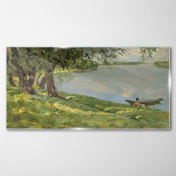Bild auf glas Eine friedliche Landschaft am Fluss