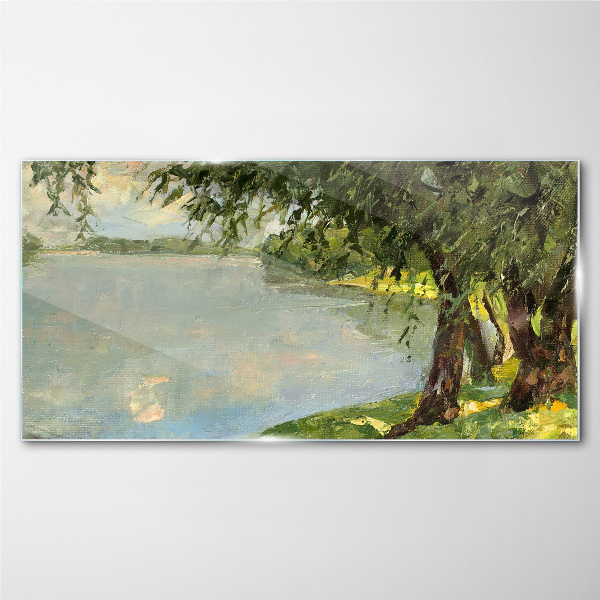 Glasbild Frieden am Fluss