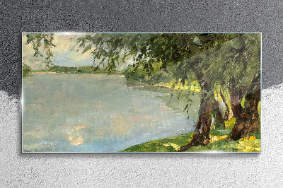 Glasbild Frieden am Fluss