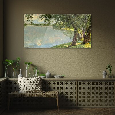 Glasbild Frieden am Fluss