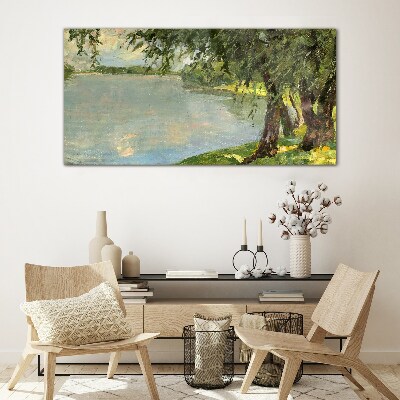 Glasbild Frieden am Fluss