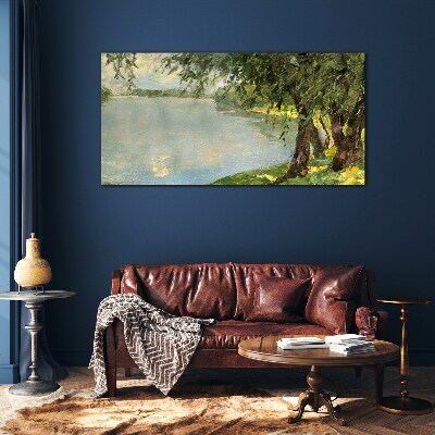 Glasbild Frieden am Fluss