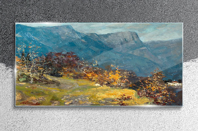 Glasbild Berglandschaft in herbstlichen Farben
