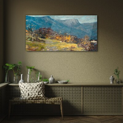 Glasbild Berglandschaft in herbstlichen Farben
