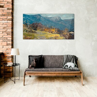Glasbild Berglandschaft in herbstlichen Farben