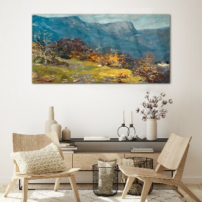 Glasbild Berglandschaft in herbstlichen Farben
