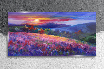 Glasbild Bergwiesenmalerei
