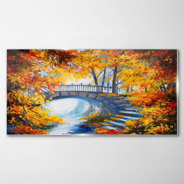 Foto auf glas Goldene Brücke im Herbstpark