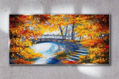 Foto auf glas Goldene Brücke im Herbstpark
