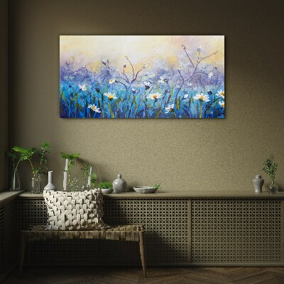Glasbild Blumenlandschaft in Pastellfarben