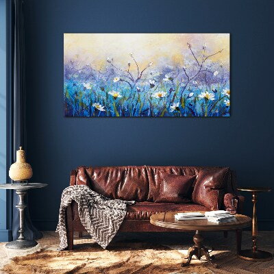 Glasbild Blumenlandschaft in Pastellfarben