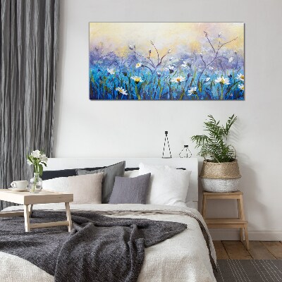 Glasbild Blumenlandschaft in Pastellfarben