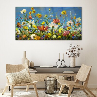 Glasbild Blumenwiese malen