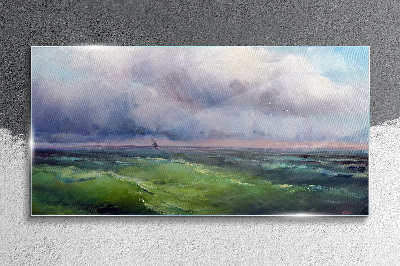 Foto auf glas Wellen unter stürmischem Himmel