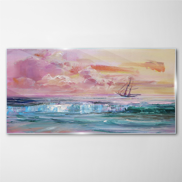 Glasbild Ein friedlicher Sonnenuntergang über dem Meer