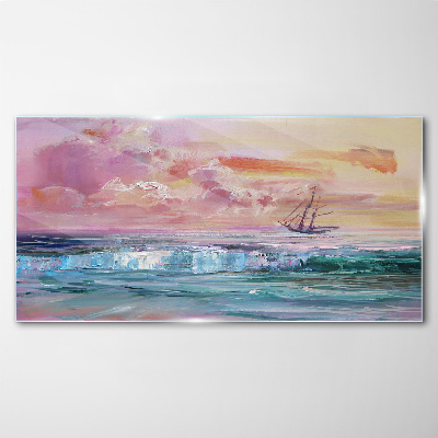 Glasbild Ein friedlicher Sonnenuntergang über dem Meer